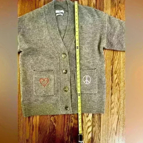 MANGO - OVERSIZED CARDIGAN. WOOL BLEND. SMALL. EMBROIDERED POCKETS - Picture 7 of 11